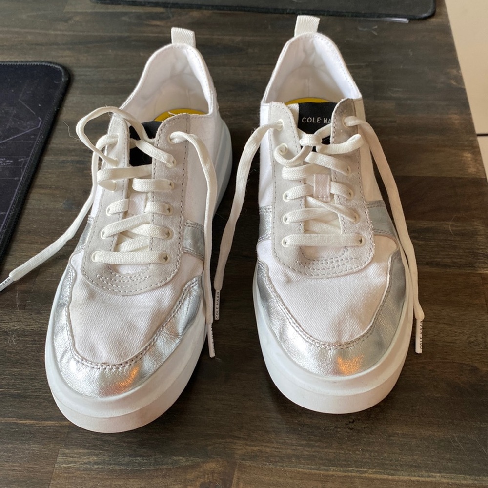 Cole Haan silver/white/zebra sneakers